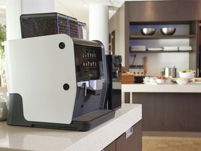 Coffee maker on bar