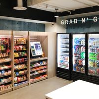 Grab and Go station with snacks and beverage cooler