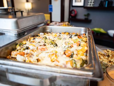 Close up on catering food