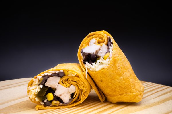 Sabroso wrap on a wood block